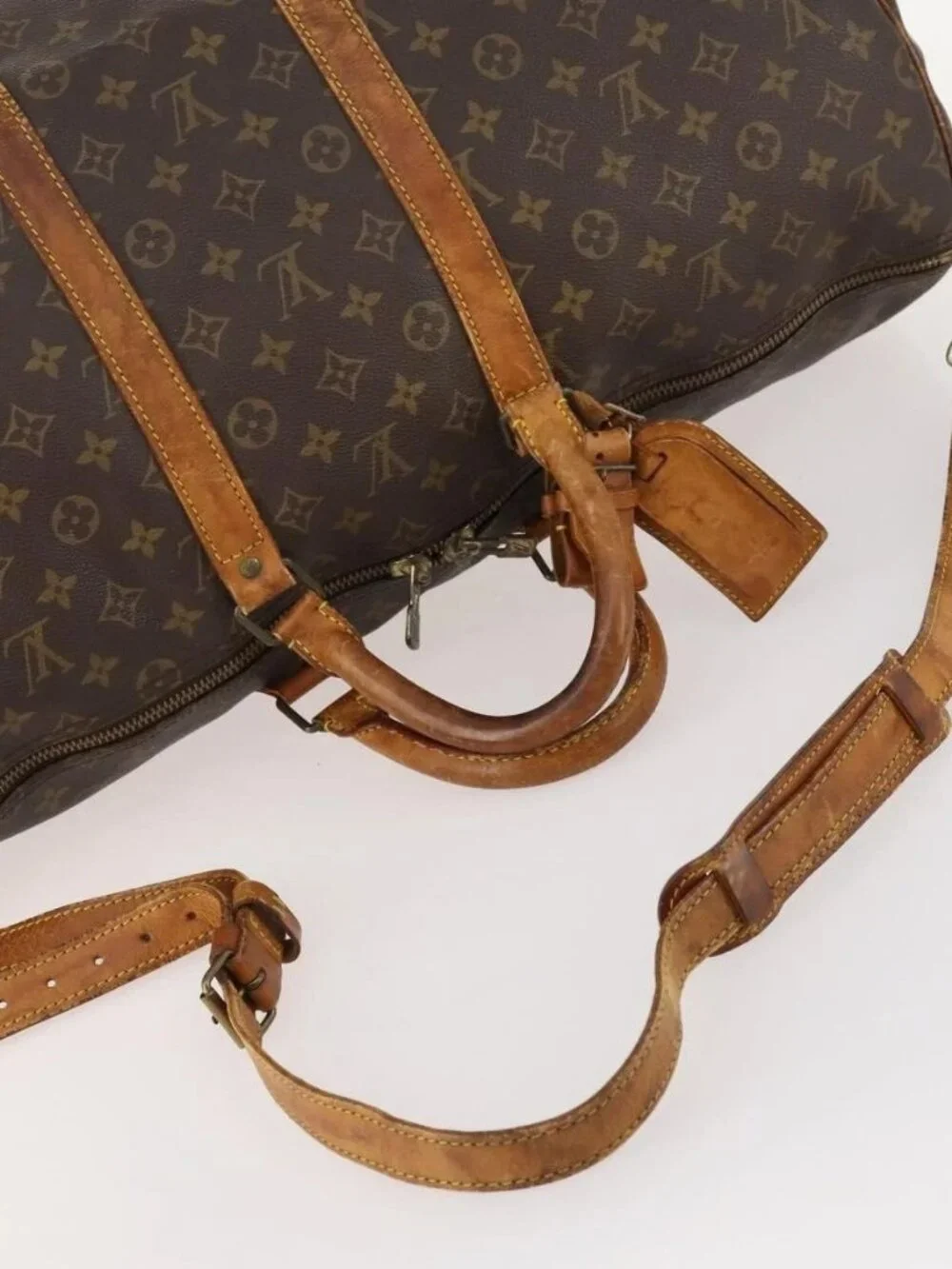 LOUIS VUITTON Monogram Keepall Bandouliere 55 Boston Bag M41414 LV Auth BA10979